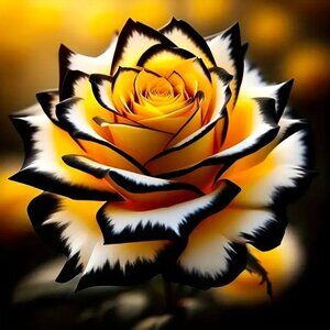DIY 5D Diamond Painting -Yellow Rose with Black Accents - NEW-15.7 in L x 15.7W